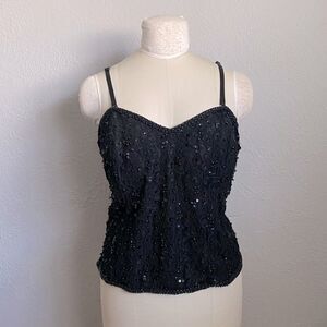 Intimate Attitudes Corset Beaded Silk Tank Top Size 44